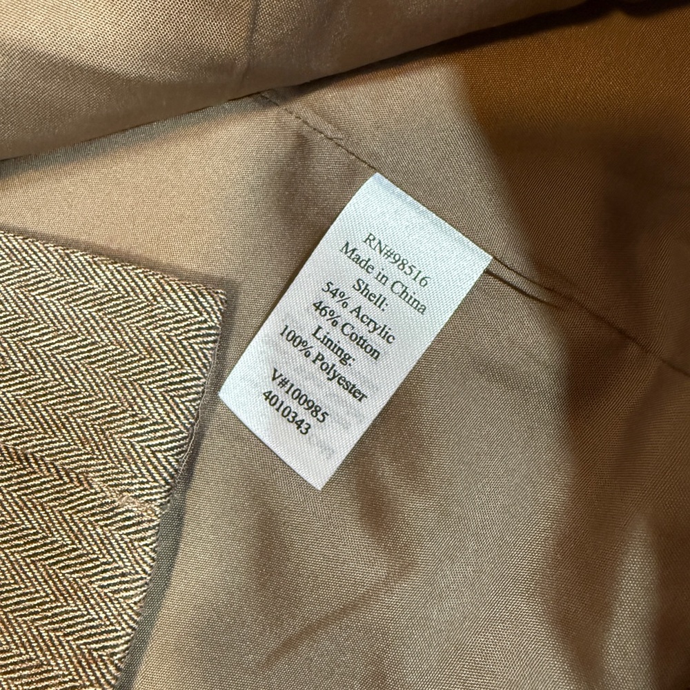 Coldwater Creek Brown Herringbone Collarless Hook And Eye Blazer-size S (6-8) - Picture 10 of 12